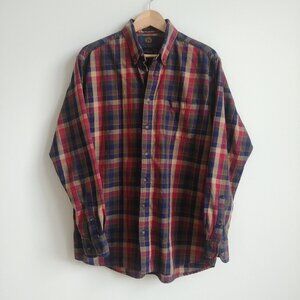 Viyella Men cotton wool made in Canada button down shirt plaid flannel Large